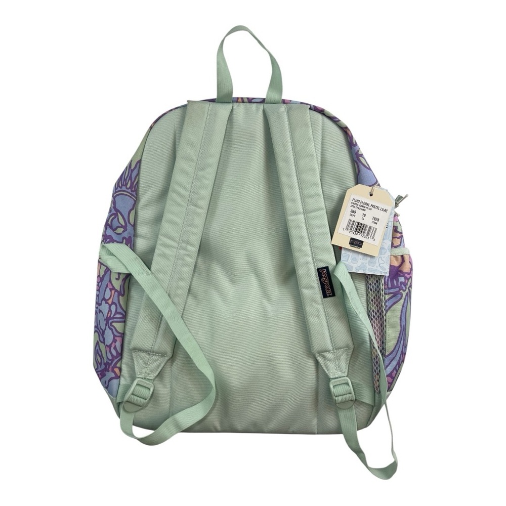 JanSport Cross Town Plus Laptop Backpack Fluid Floral Pastel Lilac IMPERFECTION - Picture 2 of 7